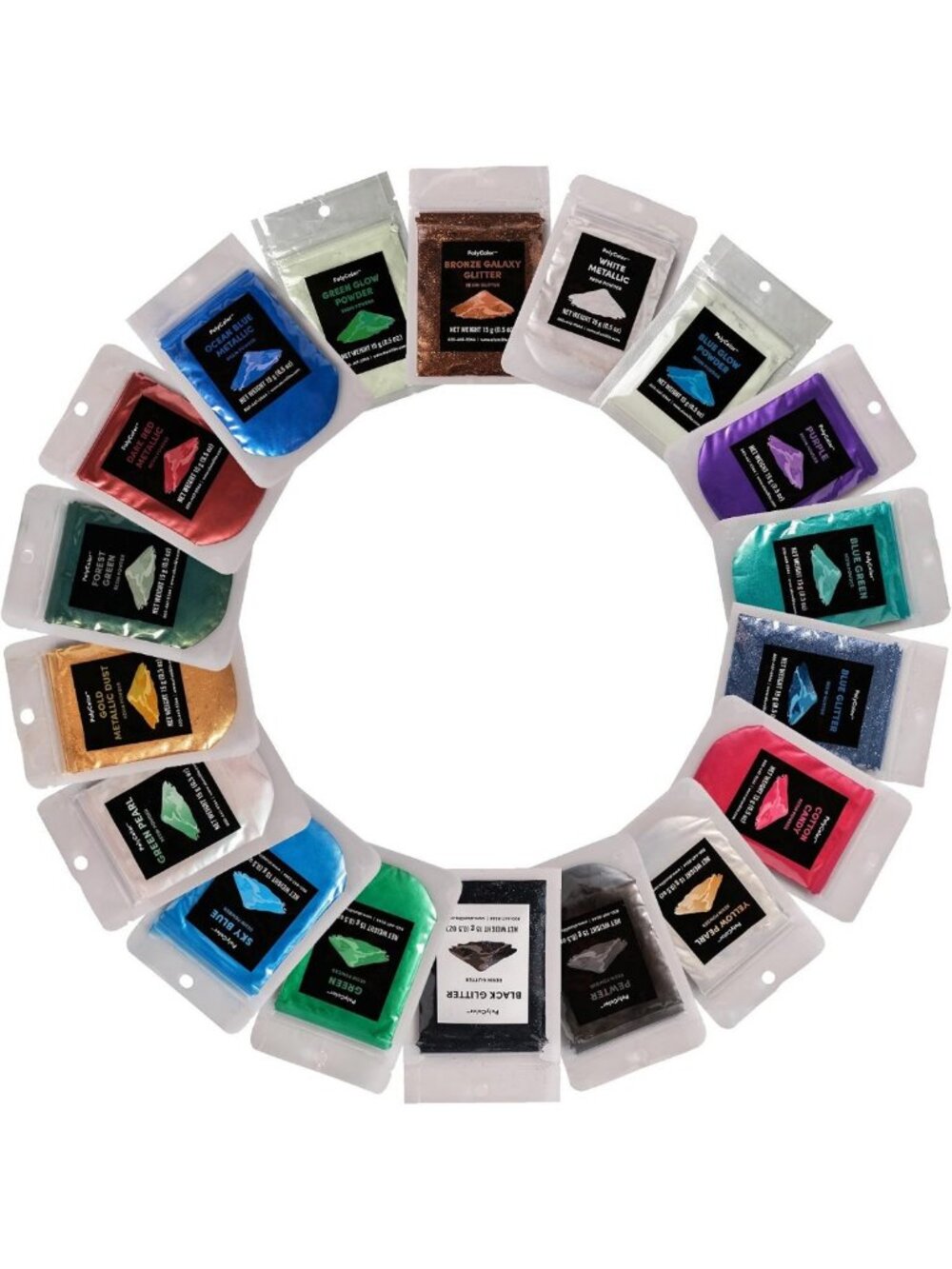 Metallic Resin Mica Pigment Powder Set - 18 Vibrant Colors for Crafts & Art